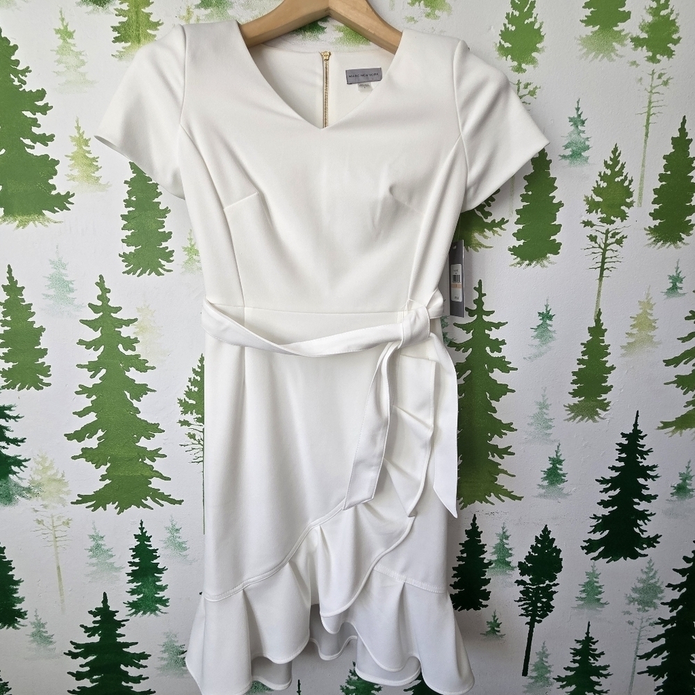 Elegant Marc New York White Ruffle Dress